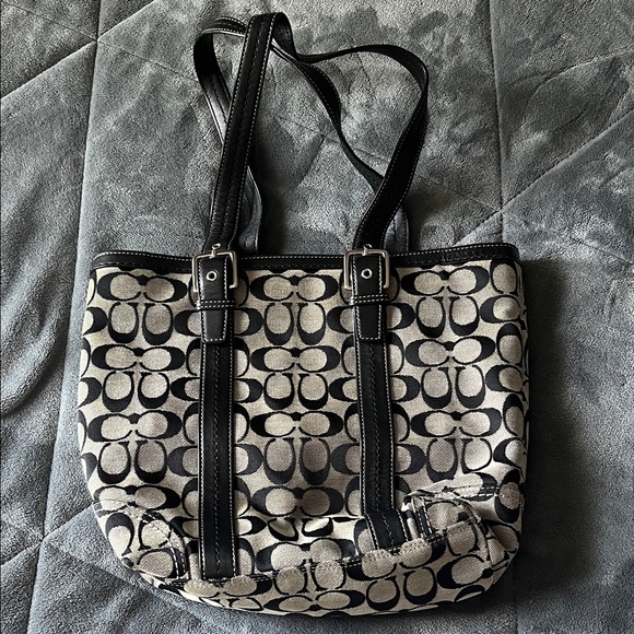 Coach Black and Grey Signature Tote - Picture 2 of 3